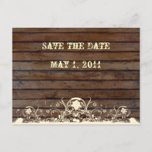Carte Postale Faire-part Bois foncé Sauvez la date