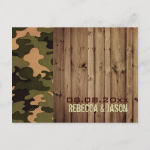 Carte Postale Faire-part bois rustique western Camo Mariage enregistrer la 