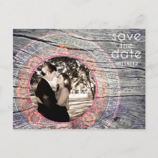 Carte Postale Faire-part Bois vintage - Personnalisé Enregistrer la date -