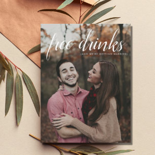Carte Postale Faire-part Boissons gratuites Photo Mariage Enregistrer la da