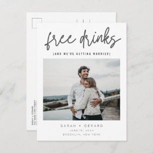 Carte Postale Faire-part Boissons gratuites Script Mariage Photo Enregistre