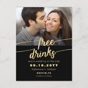 Carte Postale Faire-part Boissons gratuites Un mariage avec des témoins Sau