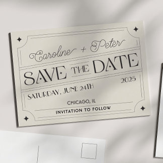 Carte Postale Faire-part Boîte d'allumettes "Save the Date" inspirée des ob