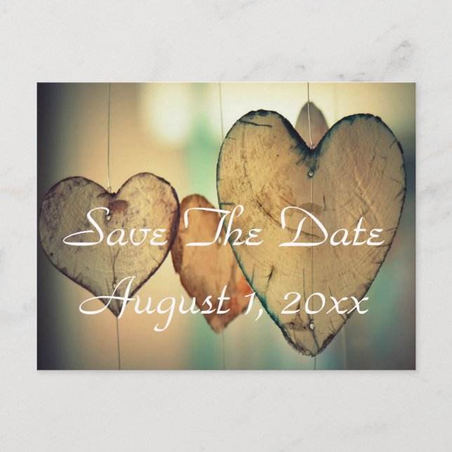 Carte Postale Faire-part Bokeh Hearts Enregistrer La Date (Devant)