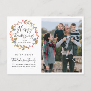 Carte Postale Faire-part bon thanksgiving Wreath Photo Holiday Moving