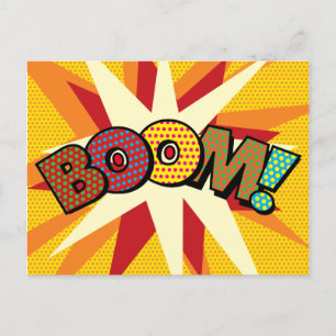 Carte Postale Faire-part BOOM Votre Bulle de Discours Message Fun Rétro