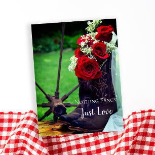 Carte Postale Faire-part Boots de cowboy Rose rustiques Mariage Sauvez la d