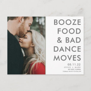 Carte Postale Faire-part Booze amusant, nourriture, mauvaises danses sauven