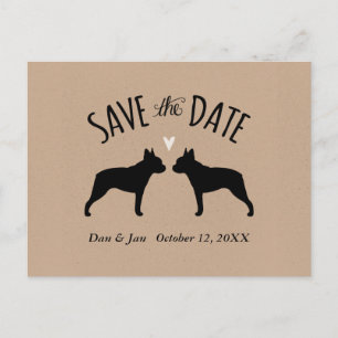 Carte Postale Faire-part Boston Terrier Silhouettes mariage Enregistrer la 
