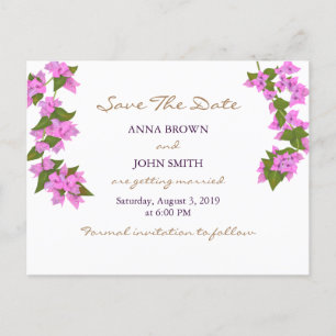 Carte Postale Faire-part Bougainvillea Tropical Enregistrer La Date