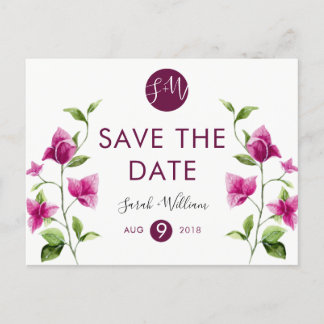 Carte Postale Faire-part Bougainvilliers Roses Fleur Enregistrer La Date Ca