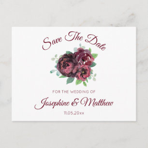 Carte Postale Faire-part Bouquet de roses de Bourgogne Enregistrer la date