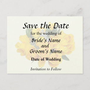 Carte Postale Faire-part Bouquet de roses jaunes et baby's breath