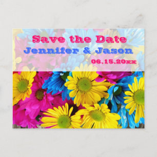 Carte Postale Faire-part Bouquet Gerber Daisy de couleur vive Enregistrer l