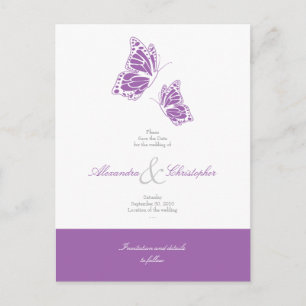 Carte Postale Faire-part Boutons Violet Simple Enregistrer Le Mariage Date