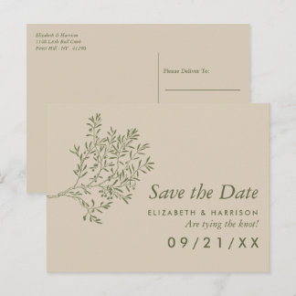Carte Postale Faire-part Branche d'olivier, Économisez la date de mariage r