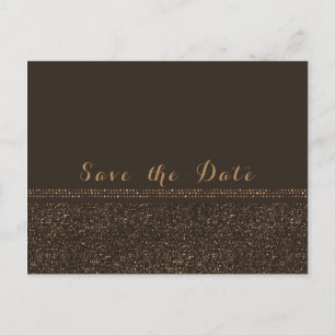Carte Postale Faire-part Bronze Brown Chic Sparkling Glam Enregistrer la da