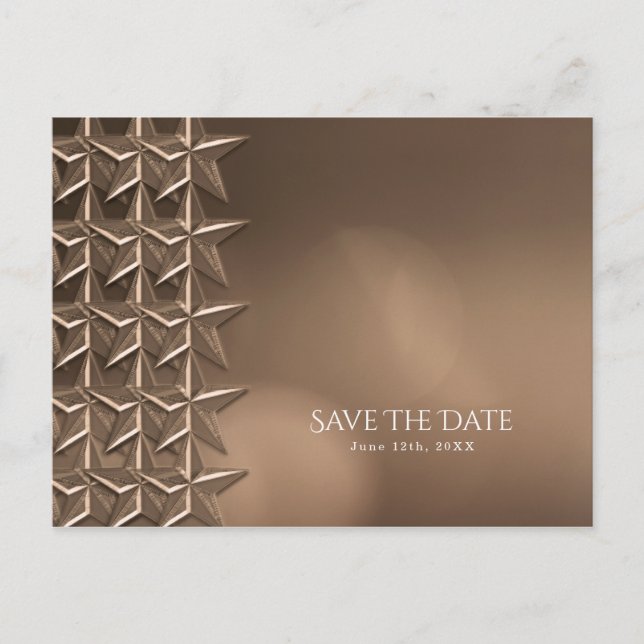 Carte Postale Faire-part Bronze Stars & Elegant Bokeh Lights Enregistrer la (Devant)