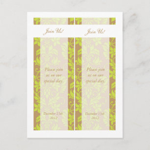 Carte Postale Faire-part Brown et Lime Green Damask Save Date Signets