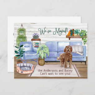 Carte Postale Faire-part Brown Labradoodle Cosy New Home Moving   