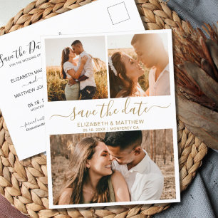 Carte Postale Faire-part Budget Moderne Script Collage Photo Enregistrer La