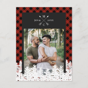 Carte Postale Faire-part Buffalo Check Arrow Monogramme Photo Enregistrer l
