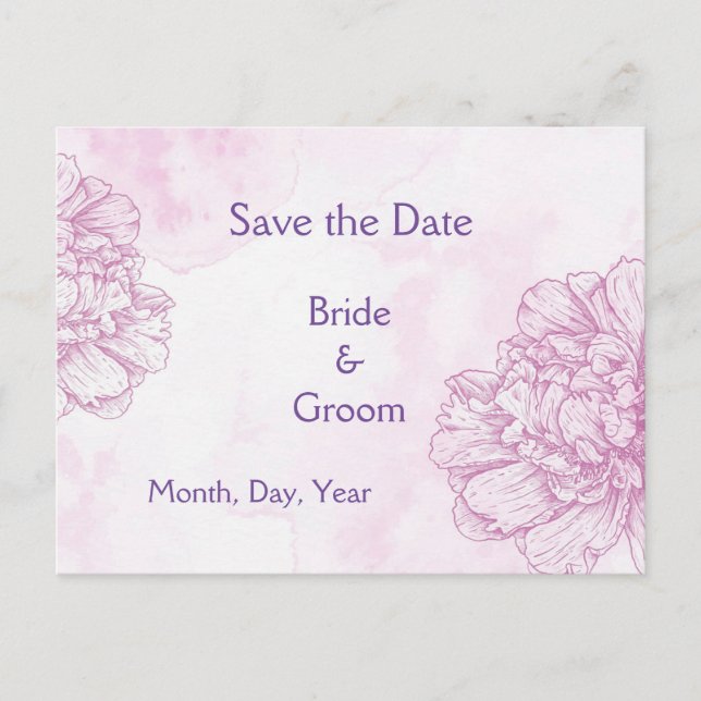 Carte Postale Faire-part Burgundy Flowers Save the Date Wedding Invites (Devant)