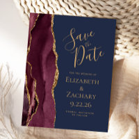 Burgundy Gold Agate Marine Bleu Enregistrer la dat