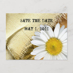Carte Postale Faire-part Burlap Daisy Enregistrez la Date