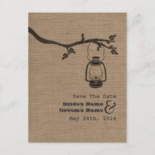 Carte Postale Faire-part Burlap Inspiré Huile Lanterne Rustique Enregistrer