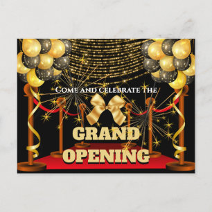 Carte Postale Faire-part Business grand ouverture rouge moquette mousseuses