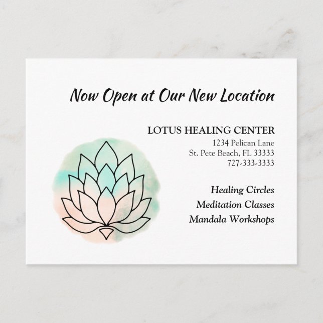 Carte Postale Faire-part Business Moving Elegant Lotus Nouvelle adresse (Devant)