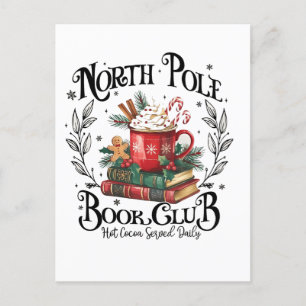 Carte Postale Faire-part Cacao chaud du club de livre du Pôle Nord Noël 