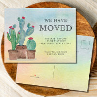 Cactus Aquarelle Nous Avons Déménagé Nouvelle Mais