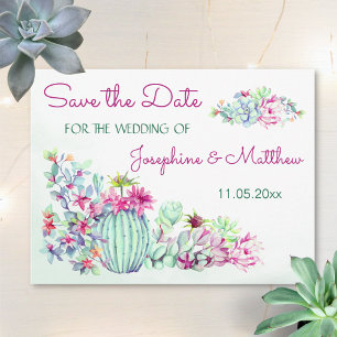 Carte Postale Faire-part Cactus et succulents Enregistrer la date