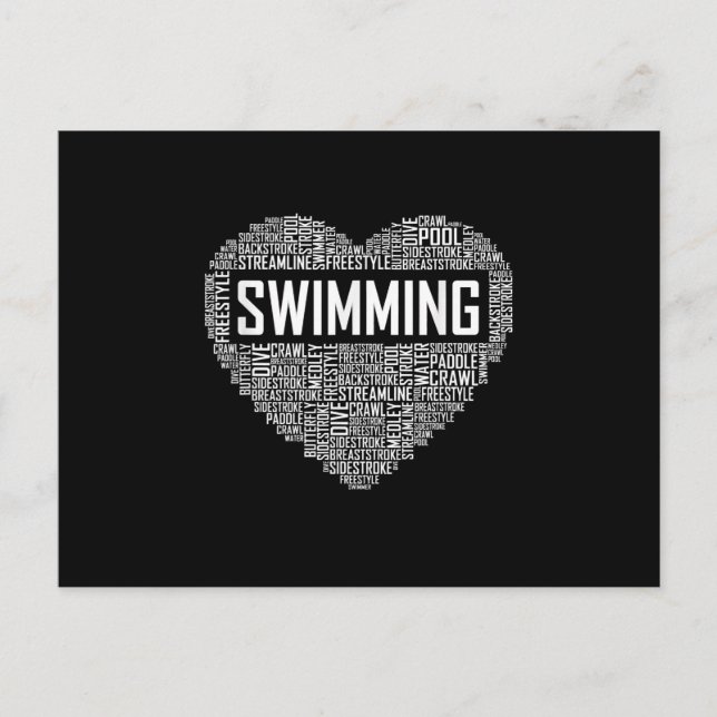 Carte Postale Faire-part Cadeau de coach de natation à coeur de nageur Cade (Devant)