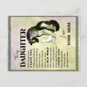 Carte Postale Faire-part Cadeau pour ma fille, Lettre d'amour Fille et mama