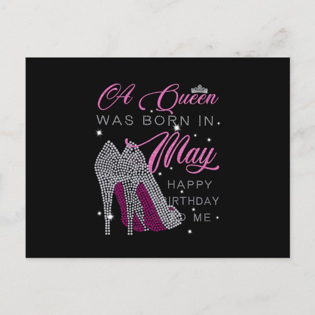 Carte Postale Faire-part Cadeaux d'anniversaire| Une Reine Est Née En Mai (Devant)