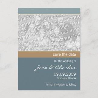 Carte Postale Faire-part Cadet Blue & Tan Photo Enregistrez la date