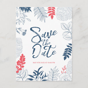 Carte Postale Faire-part Cadre floral tropical typographie mariage moderne