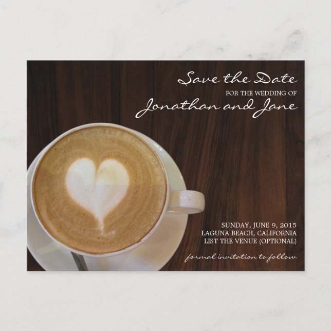 Carte Postale Faire-part Café Barrista Café Dernier mariage Enregistrer la  (Devant)
