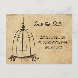 Carte Postale Faire-part Cage à oiseaux Save the Date