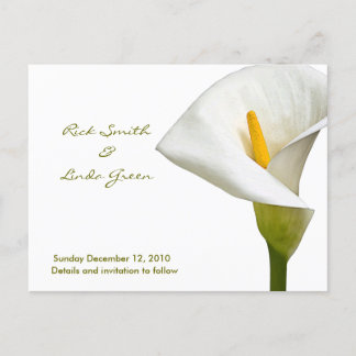 Carte Postale Faire-part Cala Lily élégant - Sauvegarder la date blanche