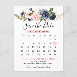 Carte Postale Faire-part Calendrier bleu bleu bleu rose marine Enregistrer