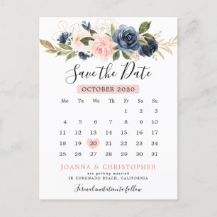 Carte Postale Faire-part Calendrier bleu bleu bleu rose marine Enregistrer 