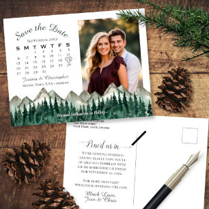 Carte Postale Faire-part Calendrier de mariage Mountain & Pine Photo de sau
