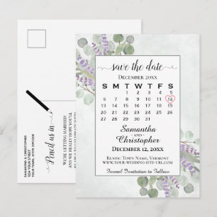 Carte Postale Faire-part Calendrier de mise en garde mariage Eucalyptus Bla