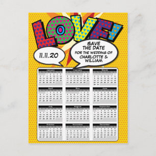 Carte Postale Faire-part Calendrier de préavis Comic Book Pop Art 2020