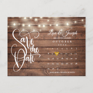 Carte Postale Faire-part Calendrier des feux de bois rustique Code QR Enreg