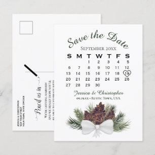 Carte Postale Faire-part Calendrier du Mariage Pinecone Bouquet Enregistrer